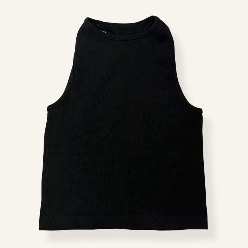 Free People Black Ribbed High-Neck Camisole